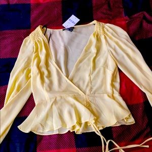 Yellow woven crop top